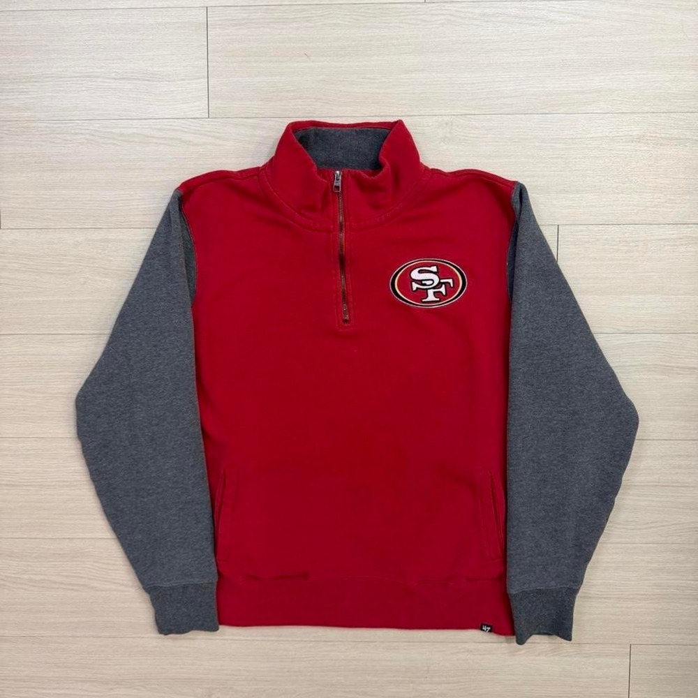 San Francisco 49ers Color Block Red Quarter Zip Sweater Mens Size XL NFL